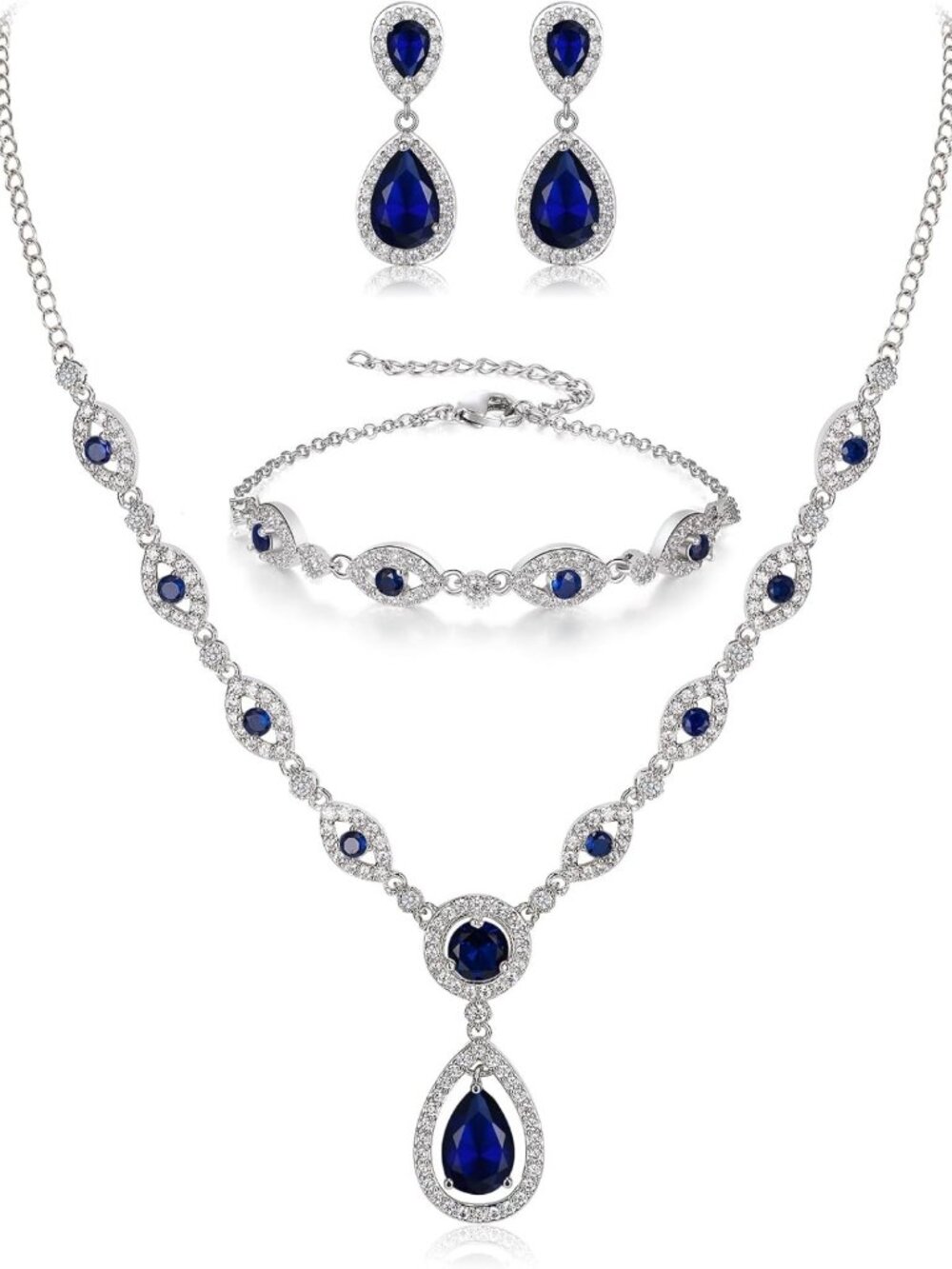 Elegant CZ Wedding Jewelry Set for Bride & Bridesmaids - Stunning Bridal